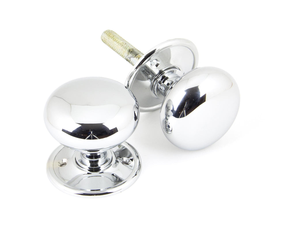 Polished Chrome 49mm Mushroom Mortice/Rim Knob Set