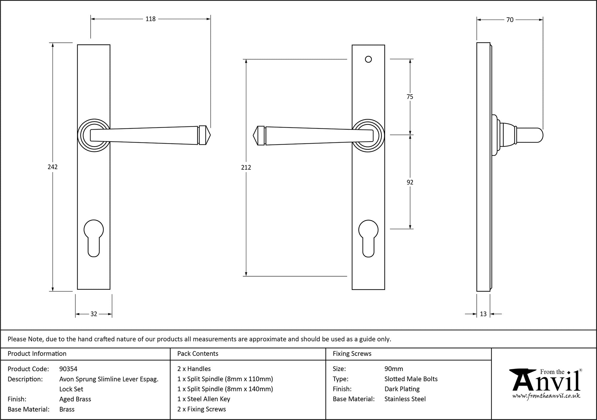 Avon Slimline Lever Espag. Lock Set