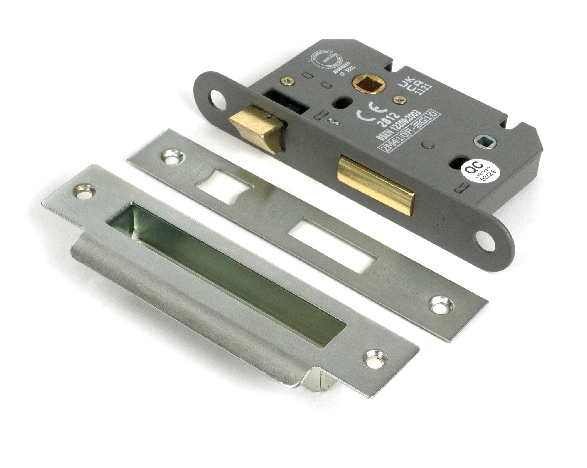 Satin SS 2½" Heavy Duty Bathroom Mortice Lock