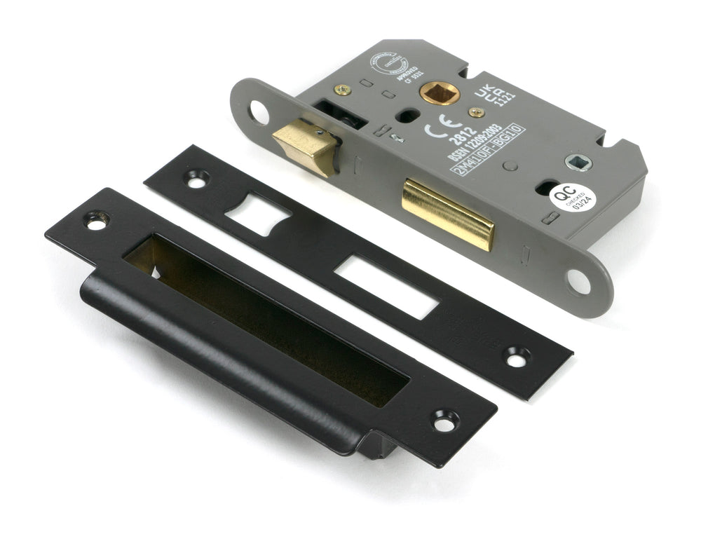 Black 2½" Heavy Duty Bathroom Mortice Lock