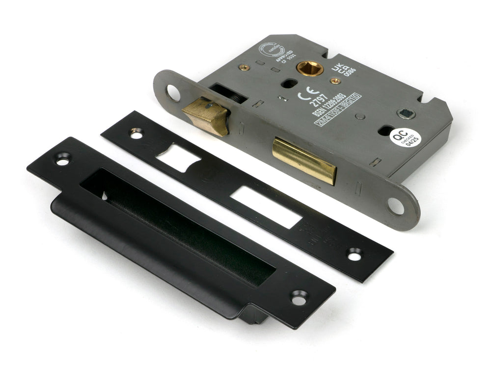 Black 3" Heavy Duty Bathroom Mortice Lock