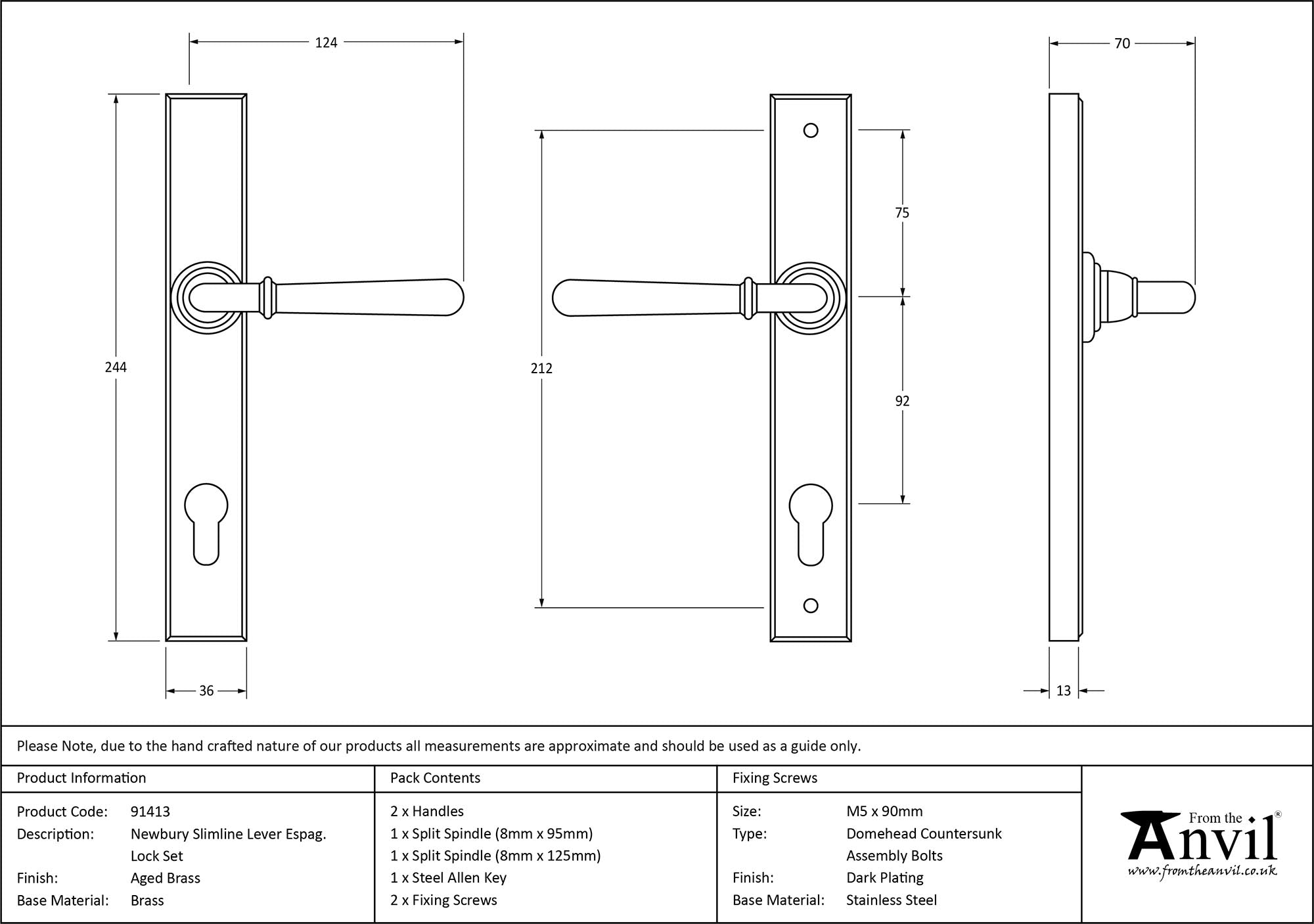 Newbury Slimline Lever Espag. Lock Set