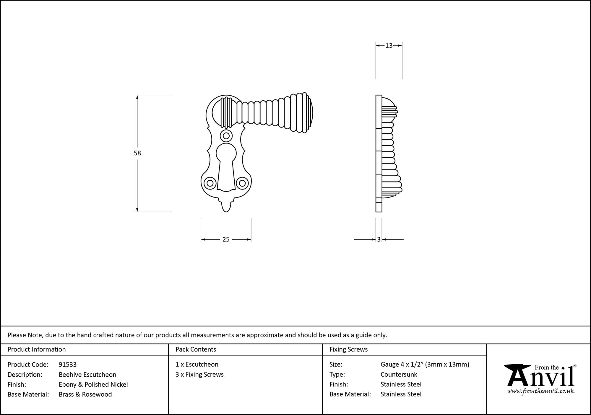 Polished Nickel Beehive Escutcheon