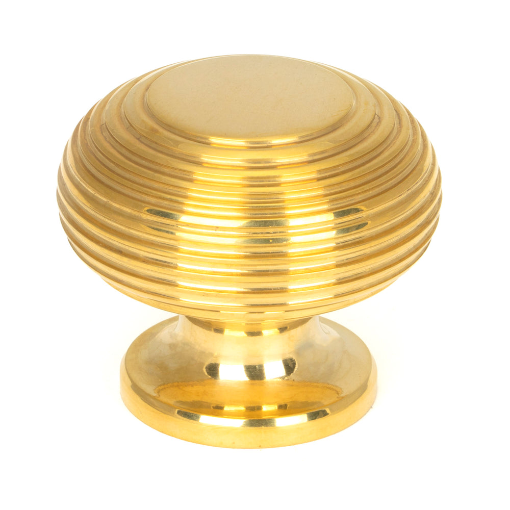 Polished Brass Beehive Cabinet Knob 40mm