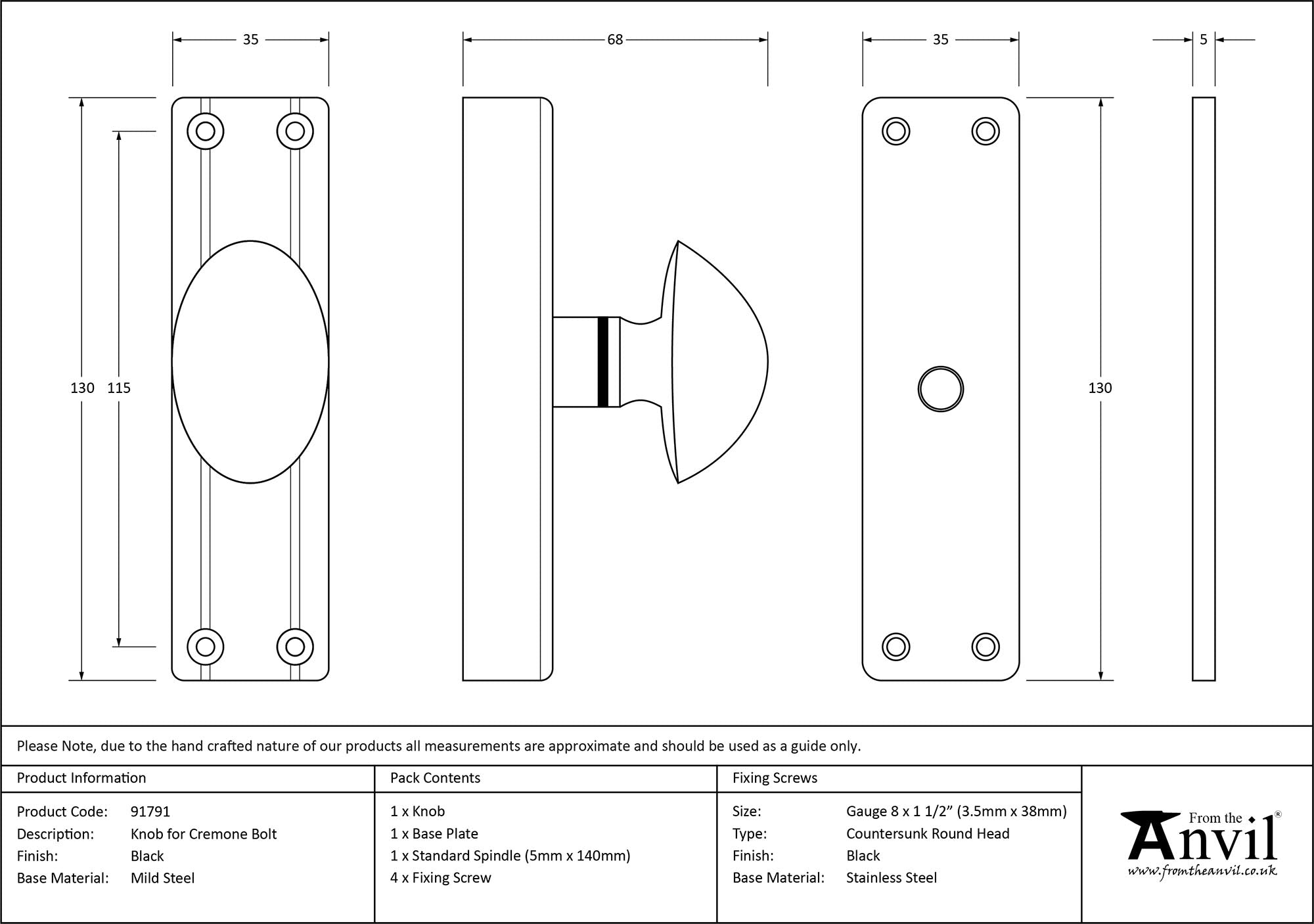 Knob for Cremone Bolt