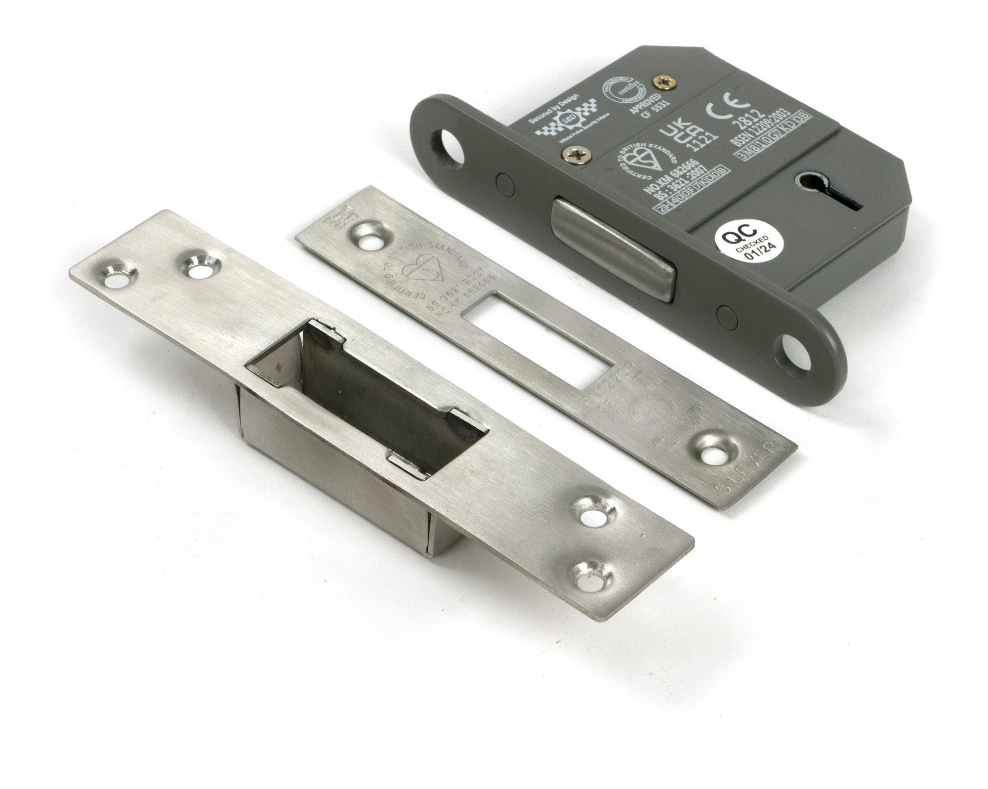 Satin SS 2½" 5 Lever BS Dead Lock KA