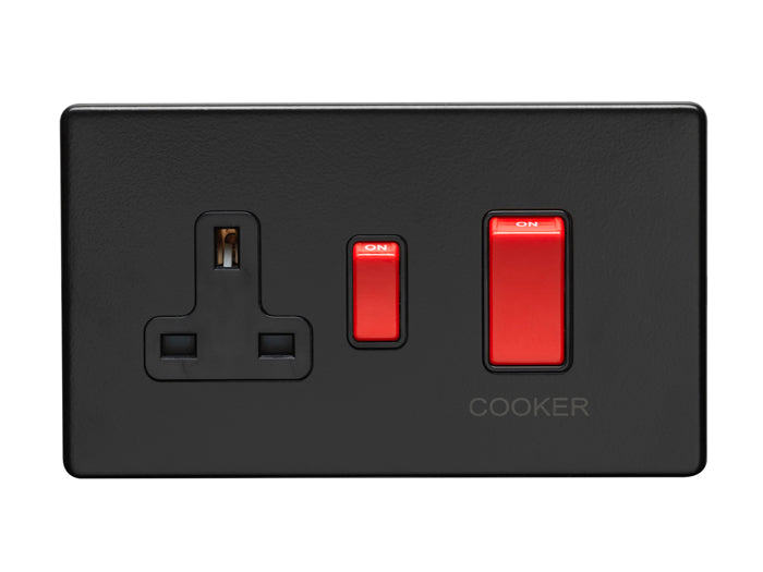 Concealed 3mm 45Amp Cooker Switch with Socket