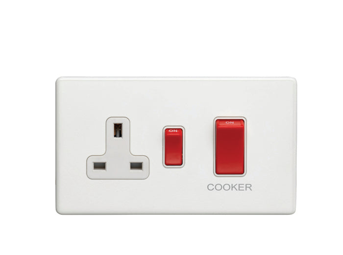 Concealed 3mm 45Amp Cooker Switch with Socket