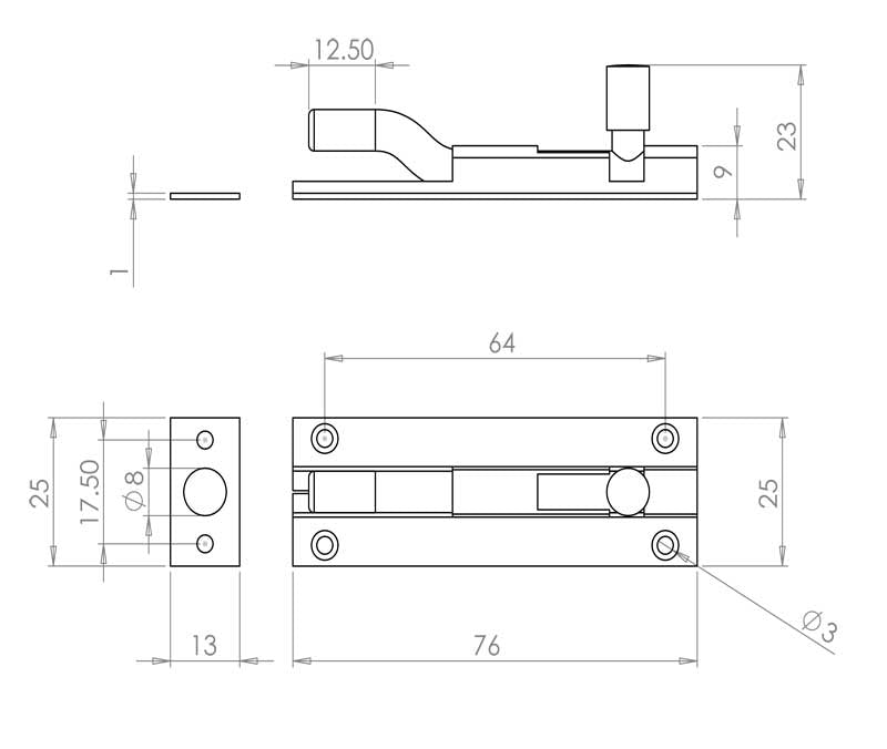 Jedo Aluminium Necked Barrel Bolts
