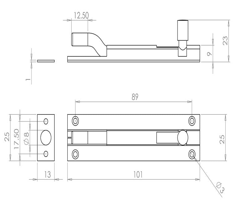 Jedo Aluminium Necked Barrel Bolts