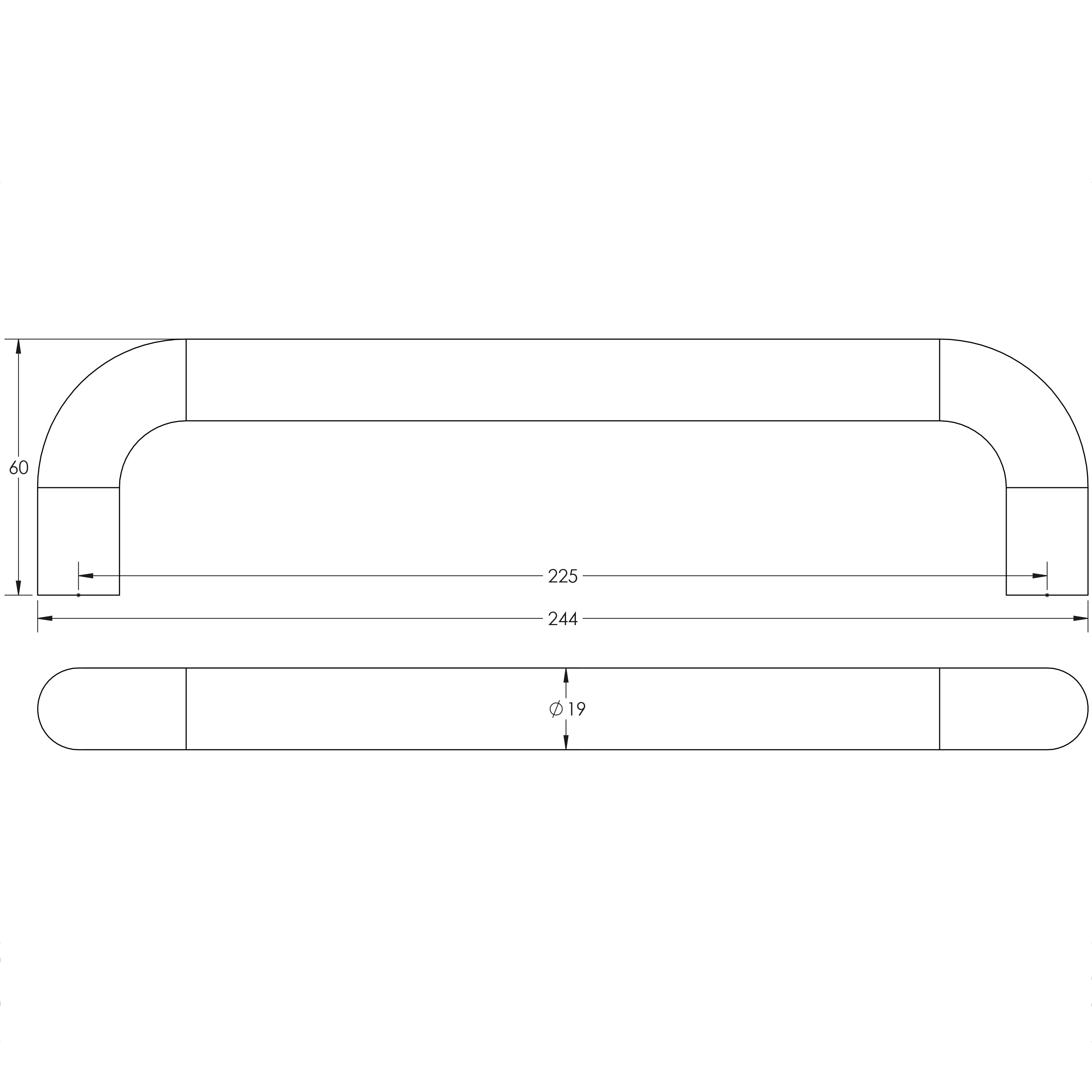 Aluminium 19mm D Shape Pull Handle Bolt Through Fixing SAA Finish