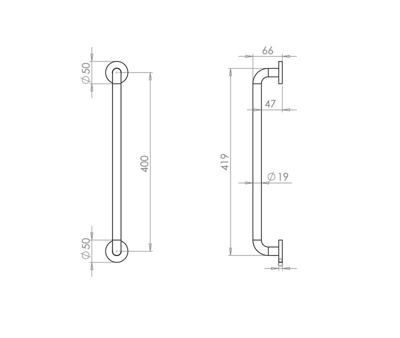 Aluminium 19mm D Shape Pull handle Rose Fixing SAA Finish