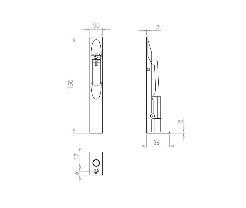 Jedo Aluminium Lever Action Flushbolts