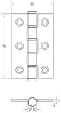 Jedo Stainless Steel Grade 7 SS Washered Hinges 76x50mm