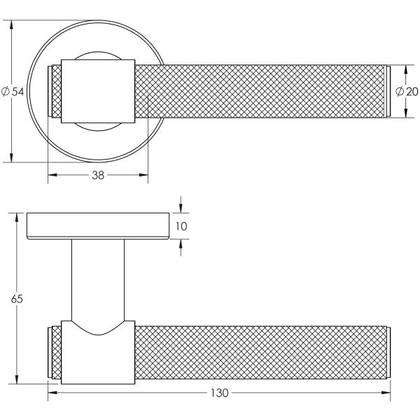 Nero T-Bar Knurled Black Door Handle