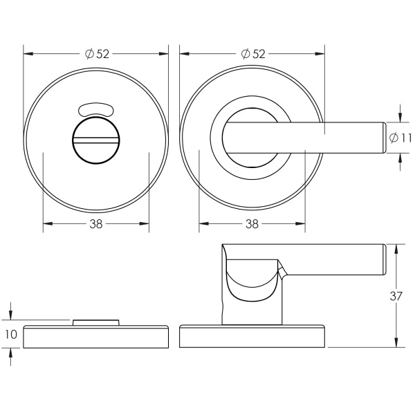 Nero Matt Black Easy Turn & Release 52mm