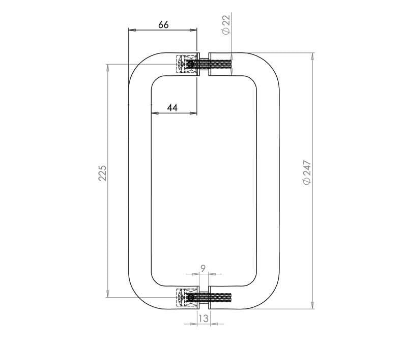 Stainless Steel 22mm D Shape Pull Handles B2B Fixing