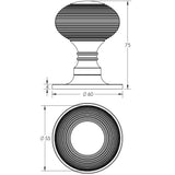 Jedo Reeded Mortice Door Knobs 53mm
