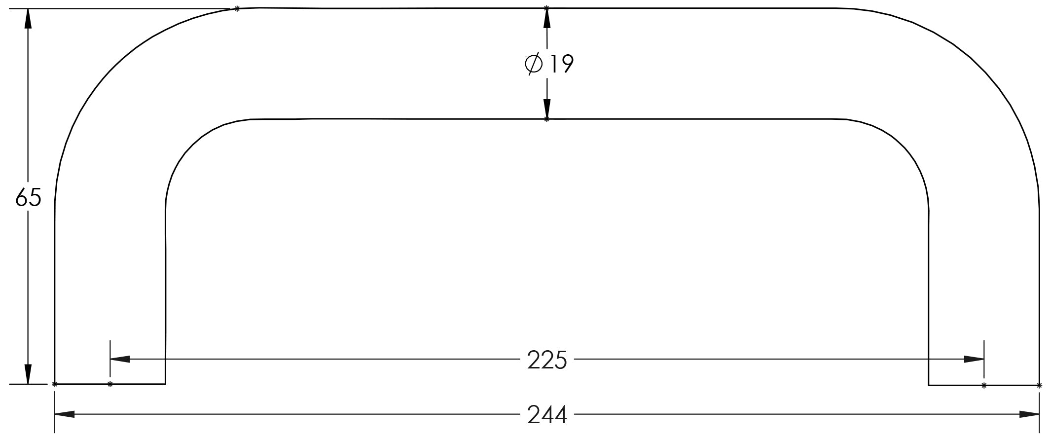 Stainless Steel 19mm D Shape Pull handles Grade 201