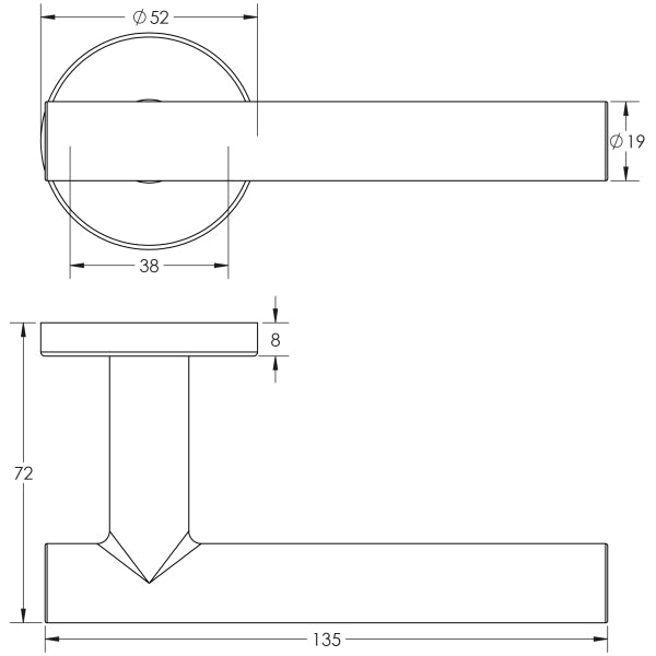 Atlanta Door Handles on Rose Grade 304 Satin Stainless Steel