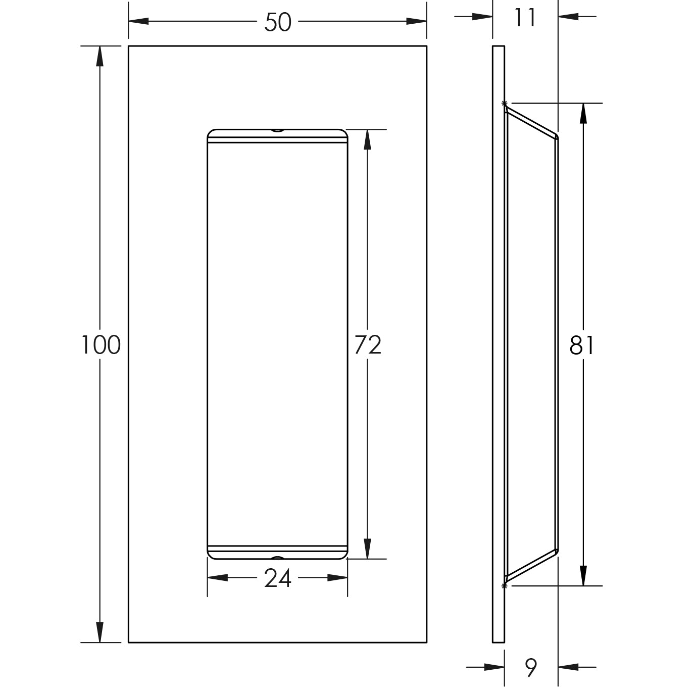 Stainless Steel Flush Pulls 100x50mm