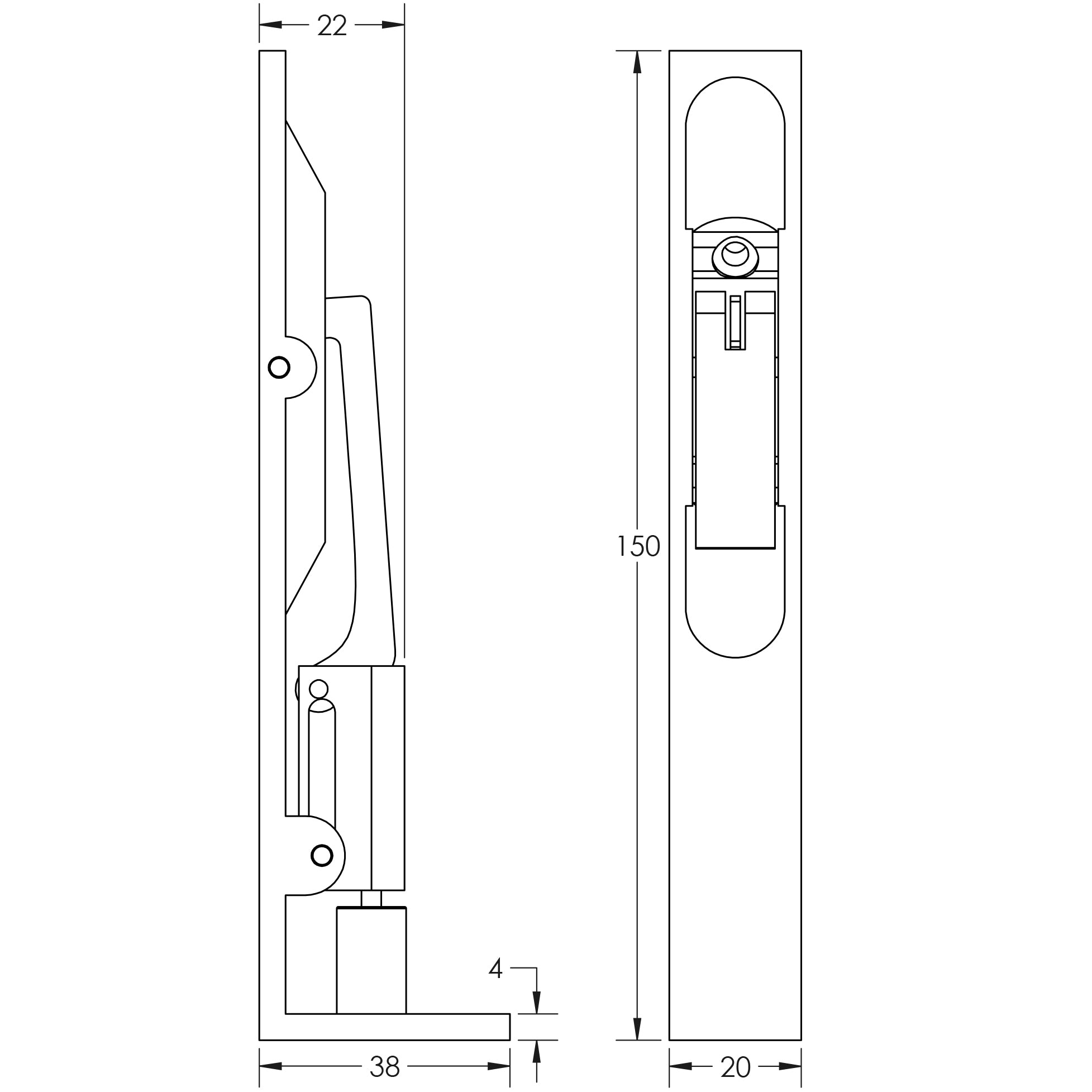 Stainless Steel Lever Action Flushbolts Square & Radiused Forend