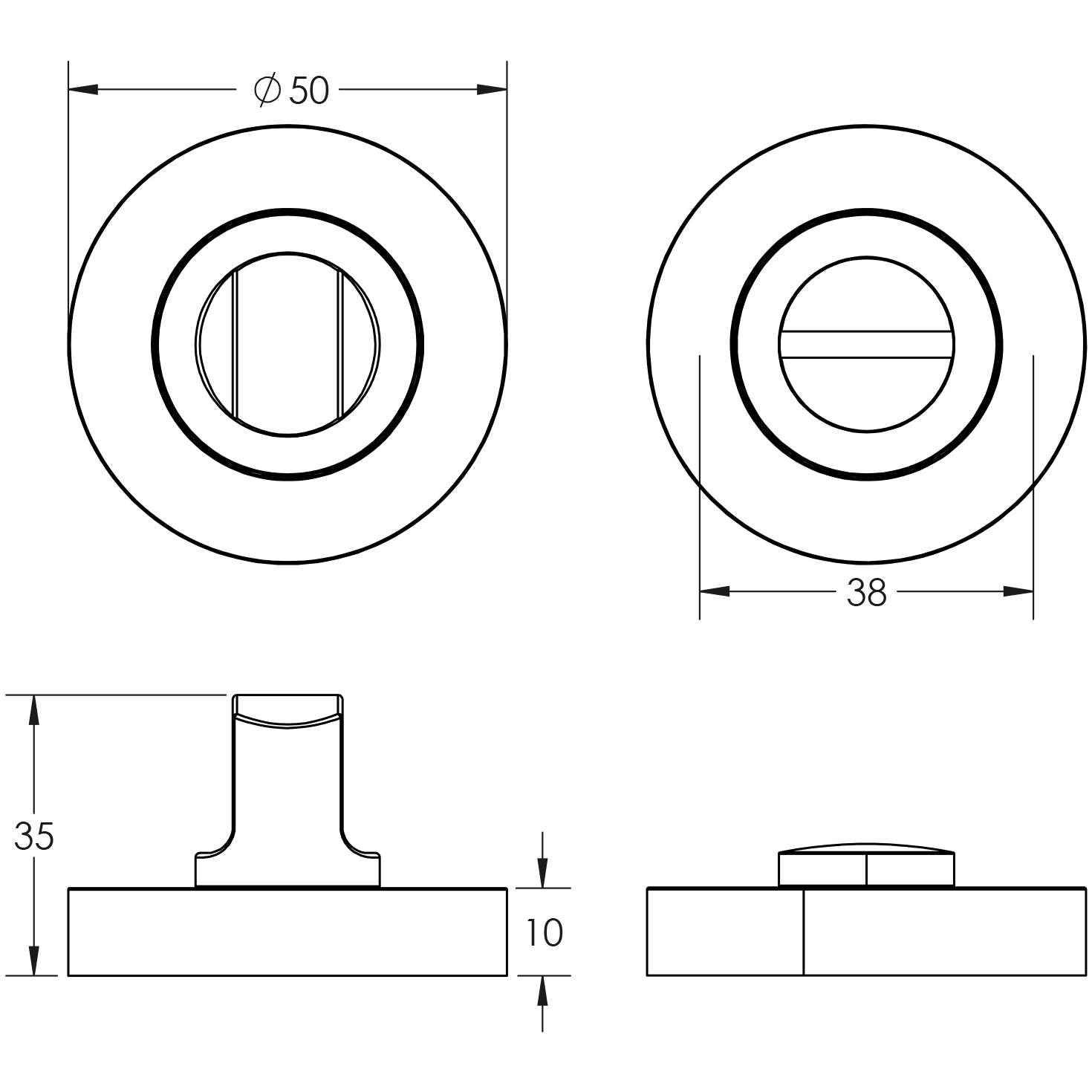 Jedo Dual Turns & Releases 50mm Round Rose no Indicator