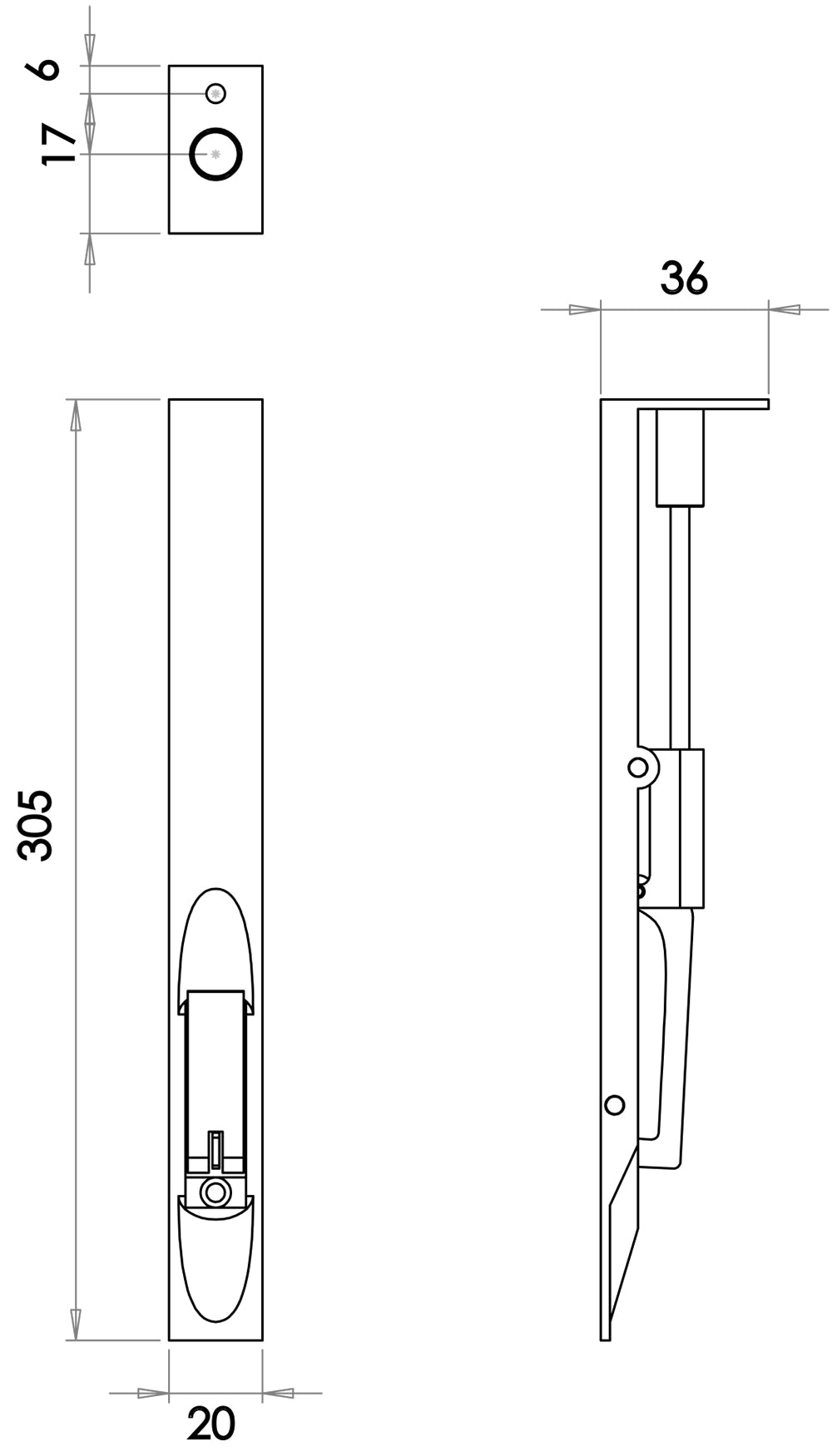 Jedo Brass Lever Action Flushbolts