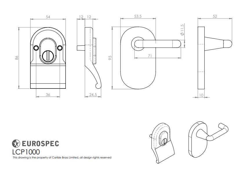 Security Cylinder Pull with Mini Lever