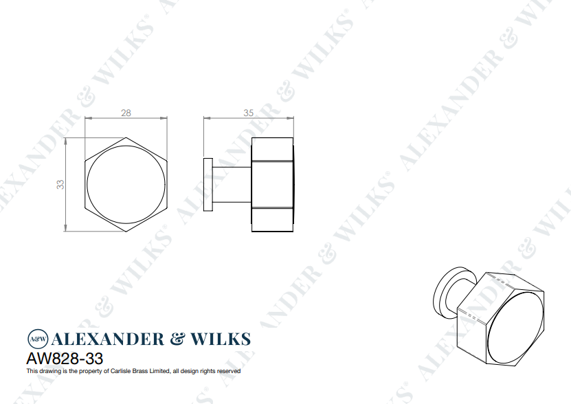 Vesper Hex Cabinet Knob