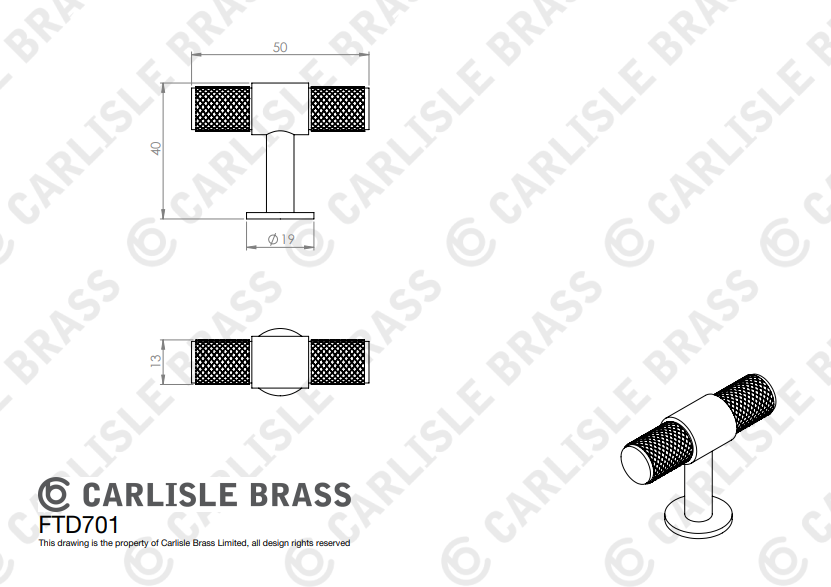 Knurled T-Bar Knob
