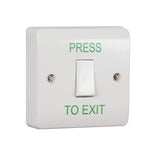 Standard Retractable Switch Button c/w White Back Box - "Press to Exit"