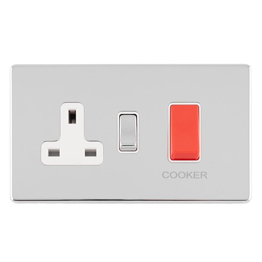 Concealed 3mm 45Amp Cooker Switch with Socket