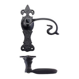 Scroll Lever on Fleur De Lys Backplate - 6" - Latch