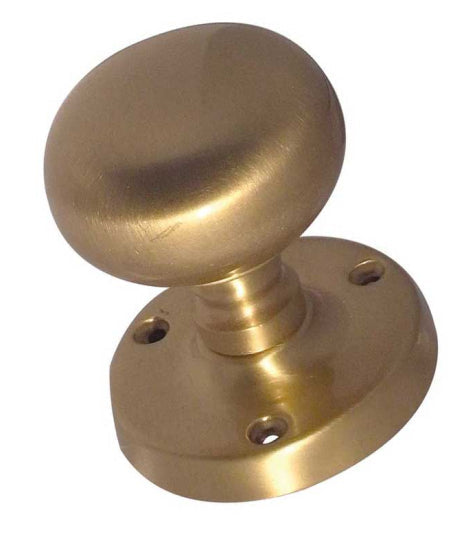 Jedo Mushroom Mortice Door Knobs 60mm Diameter Satin Brass