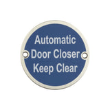Stainless Steel Automatic Door Closer Keep Clear 75mm Satin Stainless Steel
