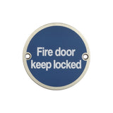 Stainless Steel Fire Door Locked 75mm Satin Stainless Steel