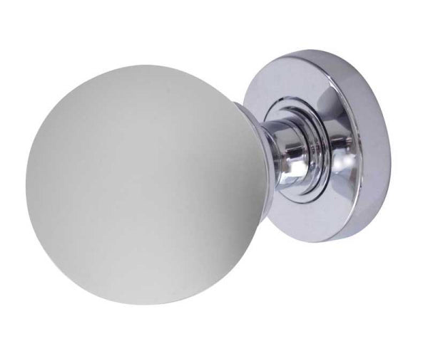 Jedo Frosted Ball Glass Mortice Door Knobs Polished Chrome