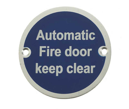 Stainless Steel Automatic Fire Door Keep Clear 75mm Satin Anodised Aluminium