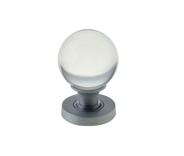Jedo Plain Glass Mortice Door Knobs Satin Chrome