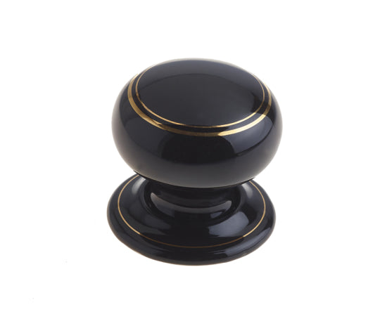 Jedo Porcelain Mortice Door Knobs Goldline Black
