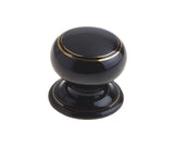 Jedo Porcelain Mortice Door Knobs Goldline Black