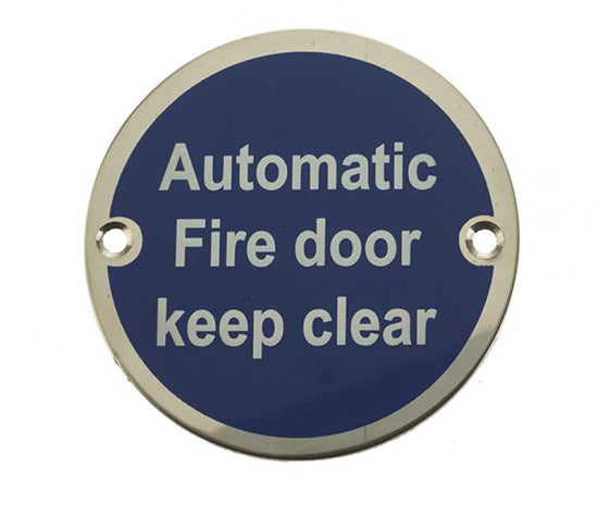 Stainless Steel Automatic Fire Door Keep Clear 75mm Polished Stainless Steel