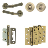 Complete Classic Door Handle Pack - Bathroom - Antique Brass