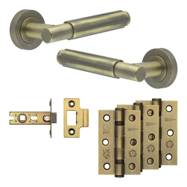 Complete Bloom Door Handle Pack - Internal Doors - Antique Brass