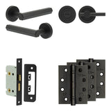 Complete Hex Door Handle Pack - Bathroom - Black