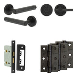 Complete Hex Door Handle Pack - Bathroom - Black