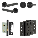 Complete Hex Door Handle Pack - Bathroom - Black