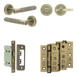 Complete Bari Door Handle Pack - Bathroom - Antique Brass