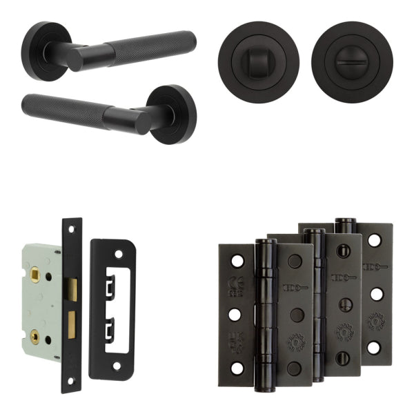 Complete Bari Door Handle Pack - Bathroom - Black